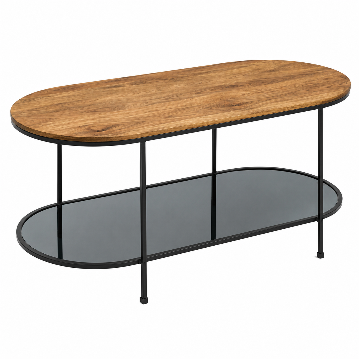 Oval Coffee Table — Glass Shelf