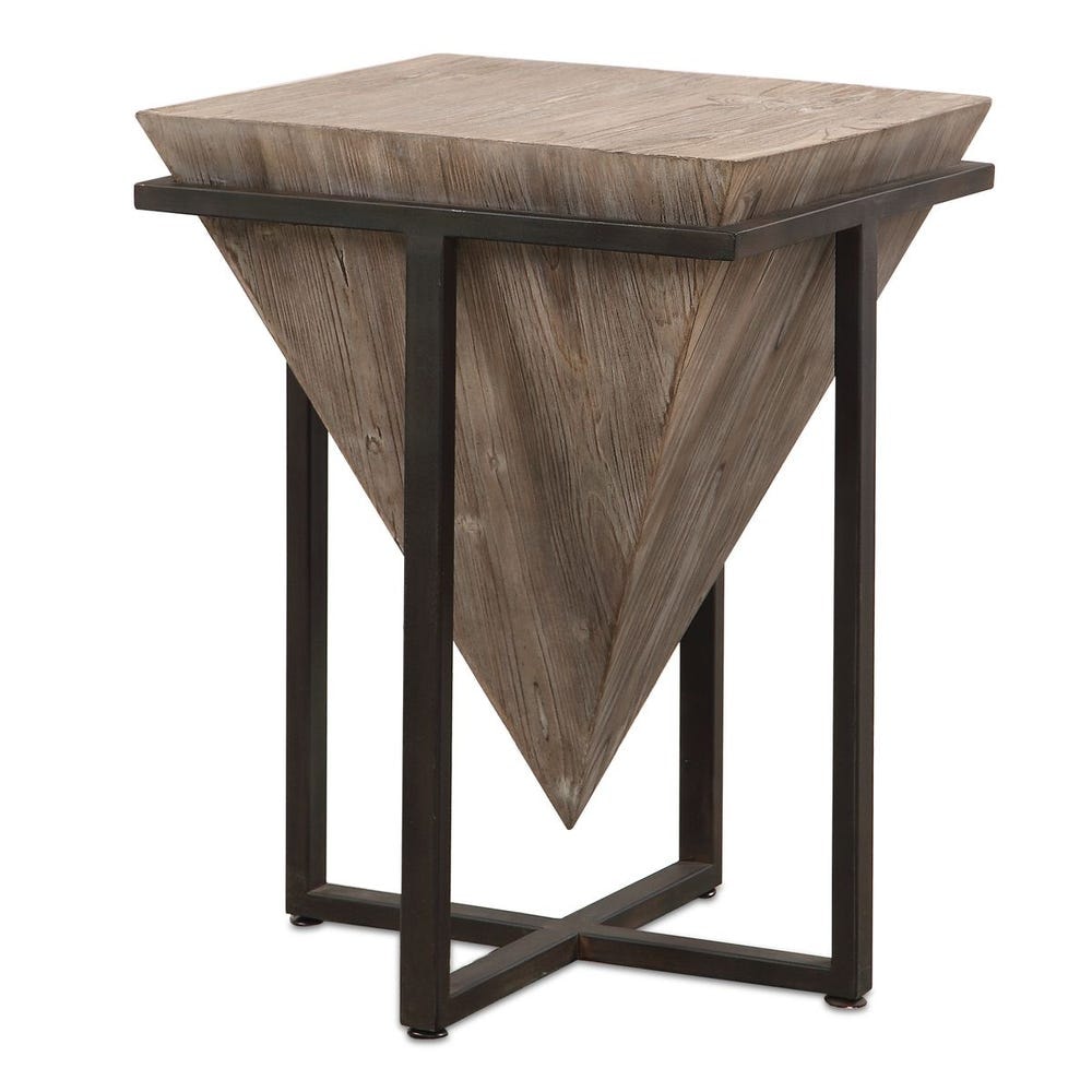 Wood Side Table — Metal Frame